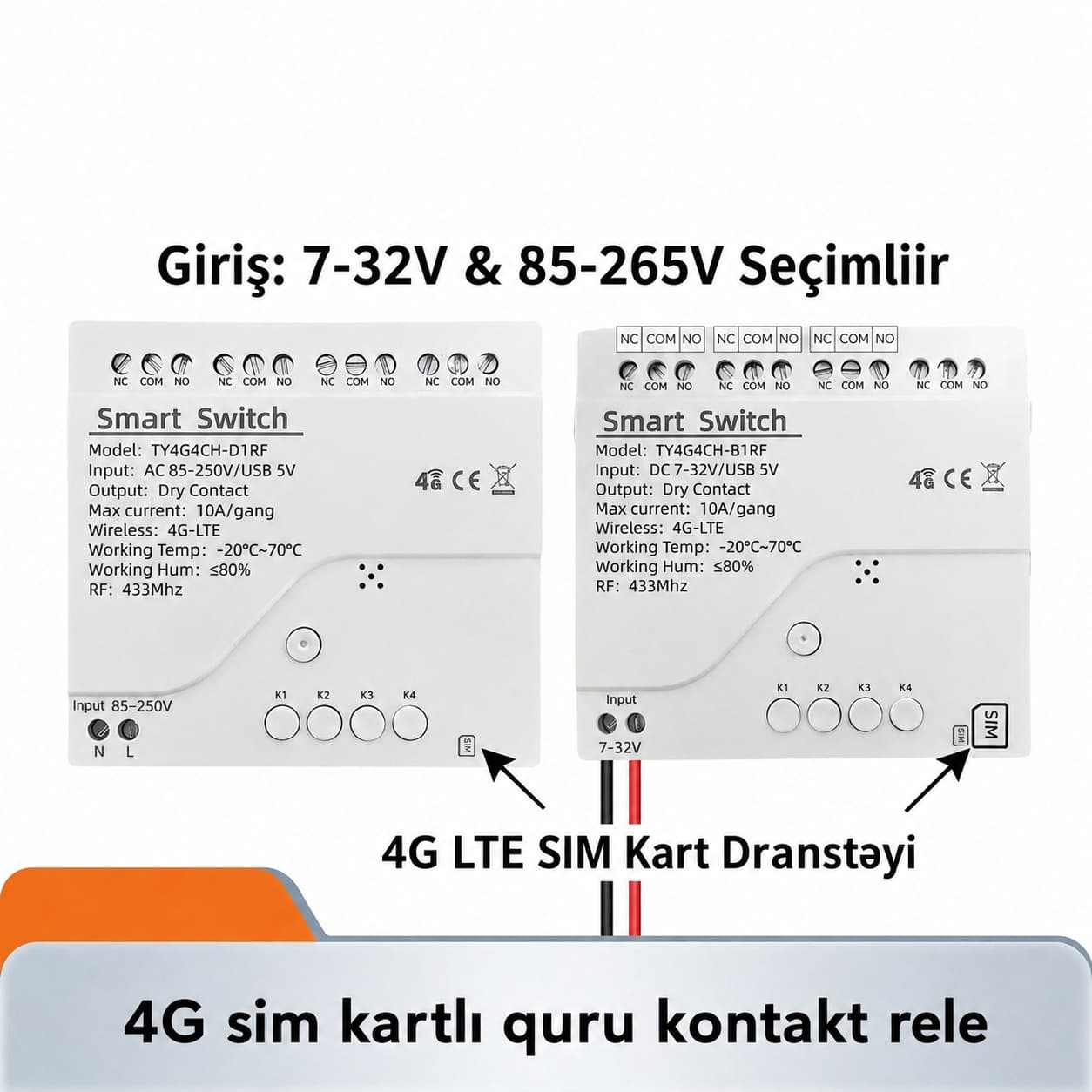 Quru kontakt - 4 çıxışlı 4G LTE Rele