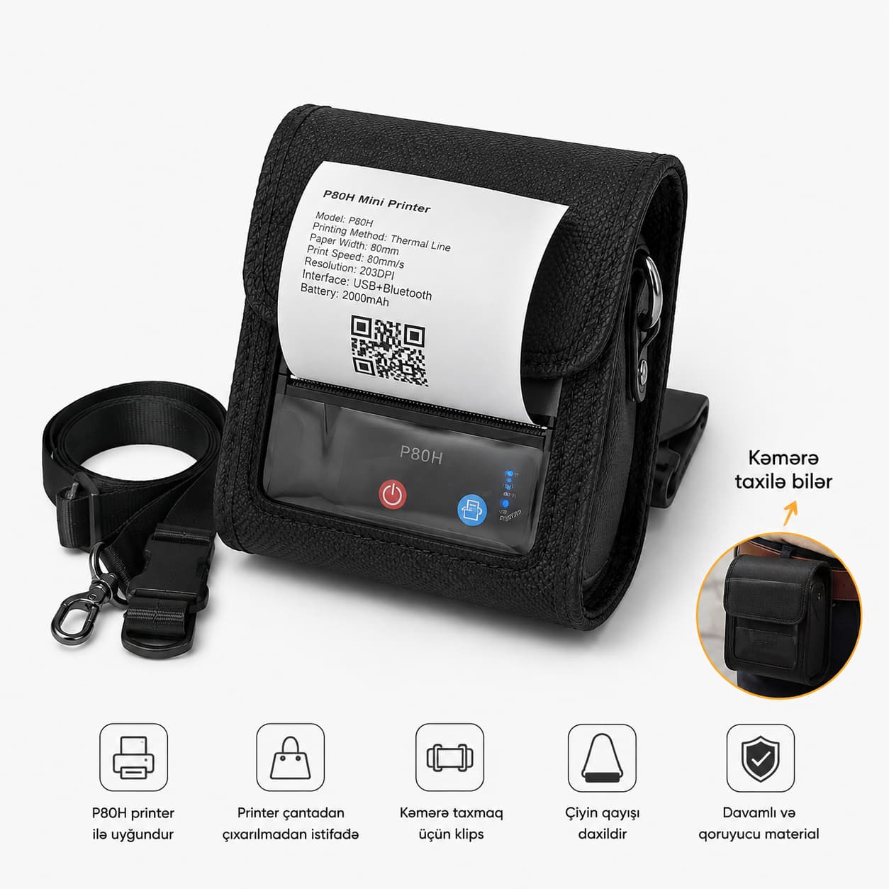 P80H Printer Qoruyucu Kəmər Çantası