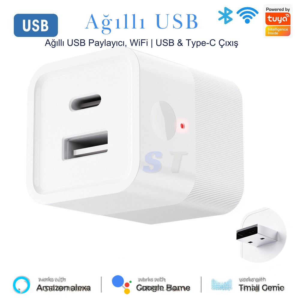 Ağıllı USB Paylayıcı, WiFi | USB & Type-C Çıxış