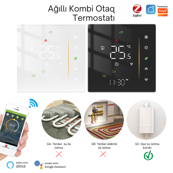 MOES ZigBee Ağıllı Kombi Termostatı (GC)