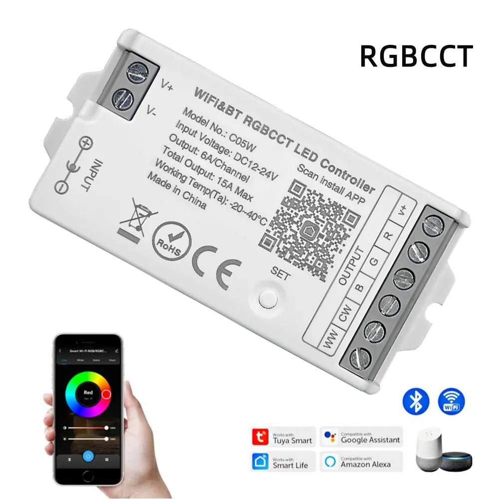 RGBCCT LED zolaqlar üçün WiFi LED Kontroller - C05W