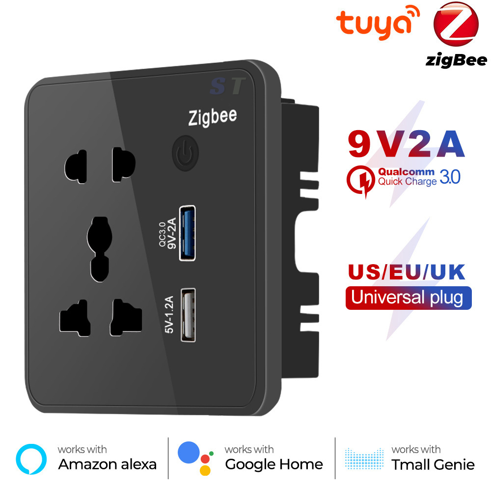 ZigBee Elektrik yuvası şəffaf, USB ilə Qara